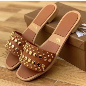 2024 popular zar new crystal grain orange women's slippers european and american women's sandals sandals
