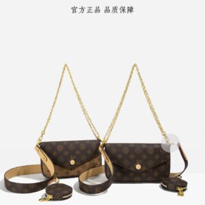 跨境女包2025新款百搭高质感字母老花三合一链条信封包单肩斜跨包