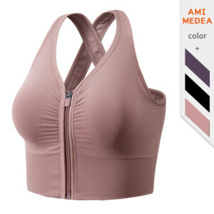 ruxi ruxi front zipper sports bra women's shockproof gathering running fitness bra yoga vest wear bra outside