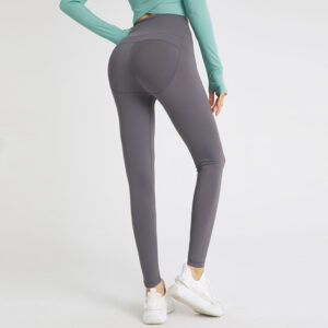 europe and the united states new no embarrassing line high waist butt lift fitness pants women's elastic tight fitting quick drying sports pants nude yoga pants