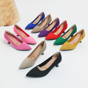 2024 new high heels fashion straight line women's shoes flying knitted shoes comfortable breathable princess shoes high heels elegant stiletto heels