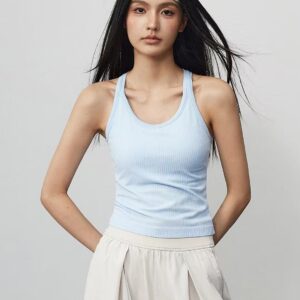 lulu same sports vest women's outer wear beautiful back fitness top, pilates training running with chest pad yoga clothes
