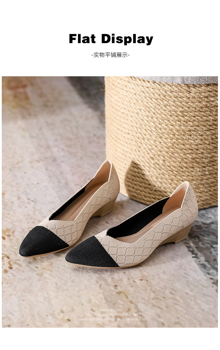 2023 foreign trade increase princess shoes knitted knitted wedge single shoes women's pointed toe shallow mouth breathable flying knitted women's shoes color matching O1CN011J4thX1JrbN7scoHI 2208618081082 0 Cib