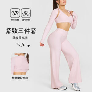 european and american slim sports yoga sets, quick drying long sleeved fitness clothes, yoga clothes, outdoor running sportswear sets, women