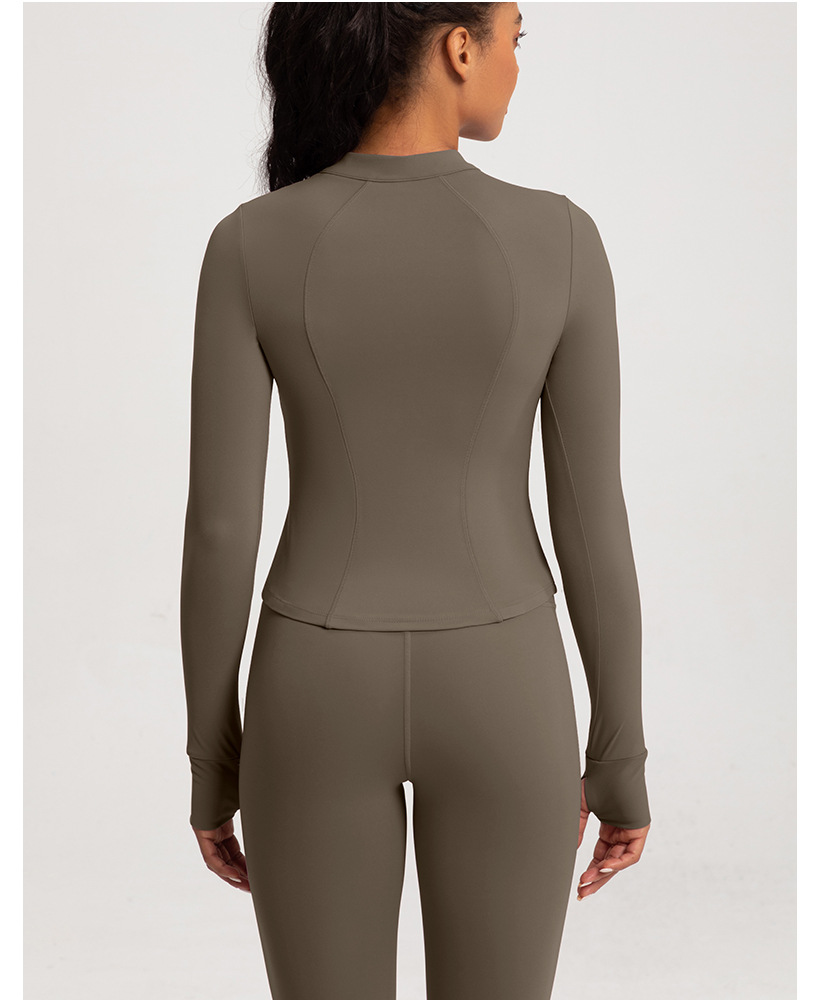 Cross-border new yoga wear women's stand collar half zipper slim slim sports long sleeve t-shirt running gym wear top O1CN012iEE2z26MNhHWXRl4 2201111757647 0 Cib
