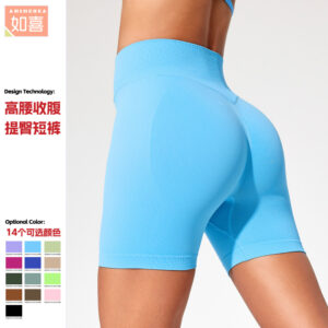 european and american high waisted fitness leggings, seamless peach buttocks, tummy tucks, yoga pants, women's thin buttocks, three point sports shorts
