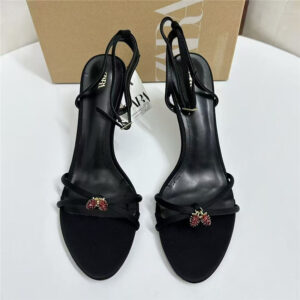 za home 2025 autumn new women's shoes black lace up rhinestone strawberry pendant high heel outside breathable sandals thin heel