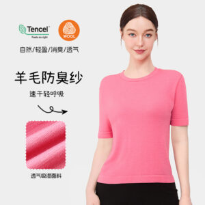 summer thin merino wool sports short sleeve women's loose breathable yoga wear dry sports top casual t shirt