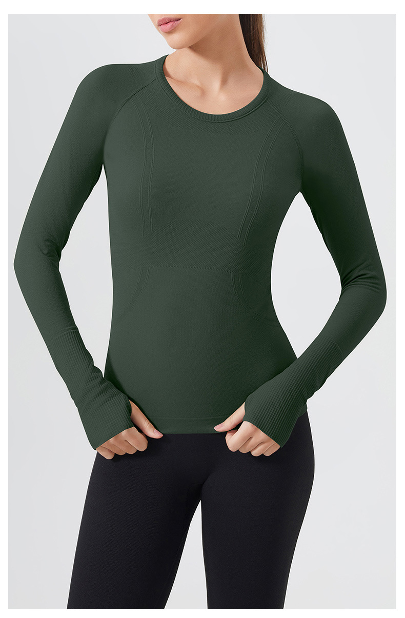 Waist cinch, quick-drying long sleeve women's top, breathable, crew neck, running sports fitness clothes, breathable and seamless slimming yoga clothes O1CN015wAtmq24PvY7Z8iKX 3324387384 0 Cib