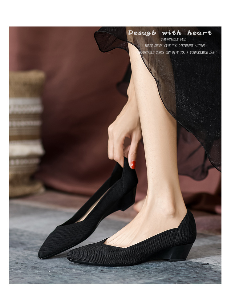 2023 foreign trade increase princess shoes knitted knitted wedge single shoes women's pointed toe shallow mouth breathable flying knitted women's shoes color matching O1CN016SNxvg1JrbNCML3Si 2208618081082 0 Cib