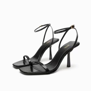 foreign trade za2023 summer new women's shoes high heel sandals thin heel metal snake pattern open toe with a sense of design