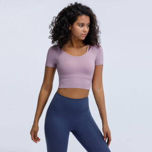 spring and summer new fitness clothes, women's short sleeves, beautiful backs, sports tops, thin running t shirts, tight net red yoga clothes