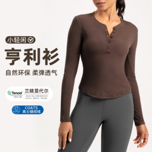 athena lulu lenzing modal henley shirt women's sports yoga wear t shirt running fitness long sleeve top