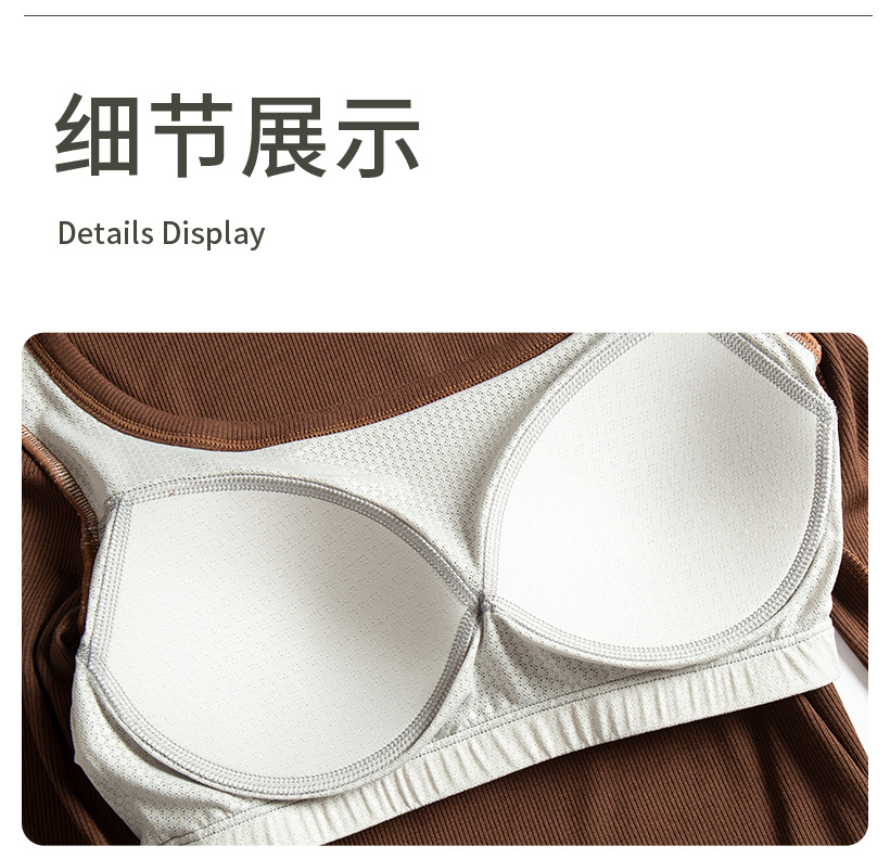 European and American yoga clothes women's new sports running square neck fitness clothes nude tight long sleeves with chest pads T-shirt top O1CN019SfOpg26MNhjdiv3Z 2201111757647 0 Cib