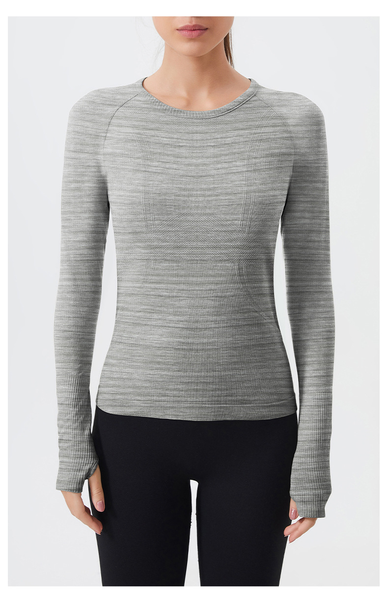 Waist cinch, quick-drying long sleeve women's top, breathable, crew neck, running sports fitness clothes, breathable and seamless slimming yoga clothes O1CN01AQRCGV24PvYUl5LM3 3324387384 0 Cib