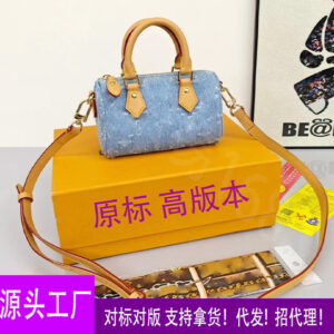 top original single blue denim nano 16cm pillow tote shoulder crossbody bag speedynano crossbody bag