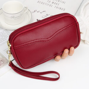 bag women's new clutch bag lychee pattern double zipper mobile phone bag ladies long wallet women's small bag clutch bag