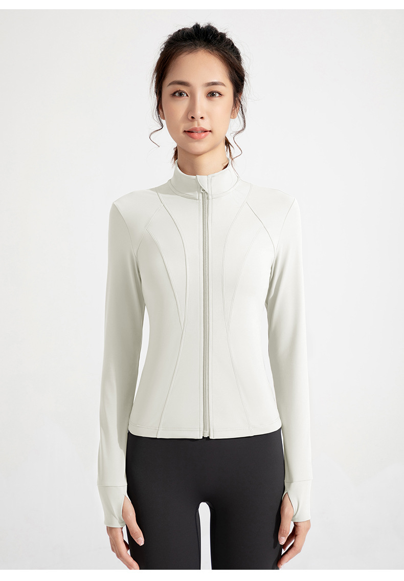 Cross-border new European and American yoga wear jackets, women's nude, slim high neck, zipper tops, sports running fitness clothes O1CN01BXkvao26MNaEtsJIK 2201111757647 0 Cib