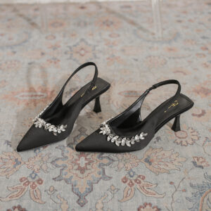 2263 15 sandals women's spring summer 2024 new high heels stiletto pointed toe rhinestone french temperament shoes