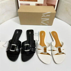 za home autumn 2025 new women's shoes simple black rhinestone fashion sandals open toe round toe fashion flat slippers