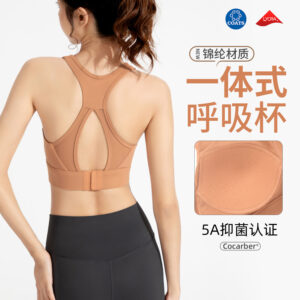 new antibacterial all in one sports bra women's nude shockproof gathering yoga bra gym high strength vest