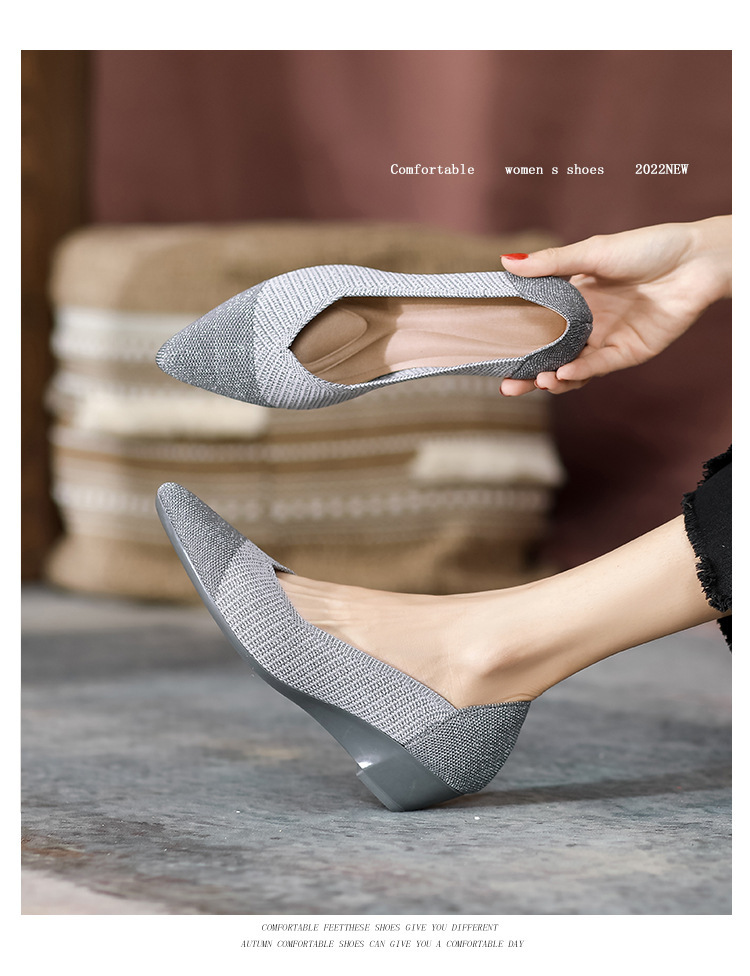 2023 foreign trade increase princess shoes knitted knitted wedge single shoes women's pointed toe shallow mouth breathable flying knitted women's shoes color matching O1CN01EYFXHC1JrbNHpzBgz 2208618081082 0 Cib