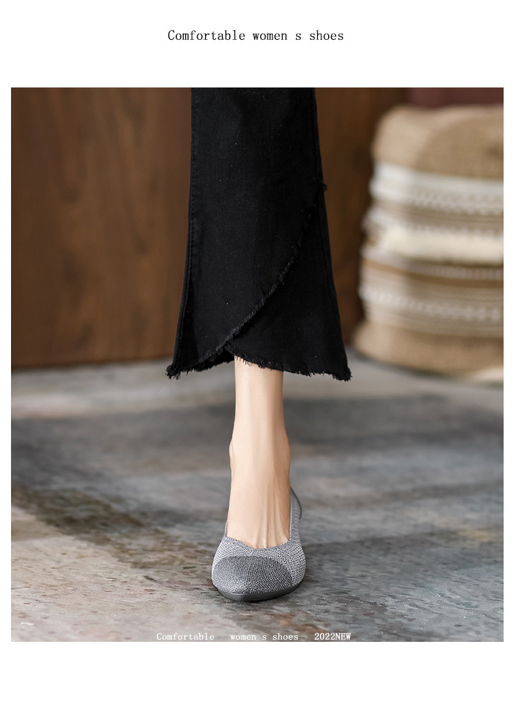 2023 foreign trade increase princess shoes knitted knitted wedge single shoes women's pointed toe shallow mouth breathable flying knitted women's shoes color matching O1CN01EbPGCL1JrbN9u6Lpp 2208618081082 0 Cib