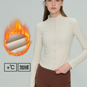 love autumn and winter thickened fleece yoga clothes jacket yoga tops stand up collar slim fitness slimming sports fitness clothes