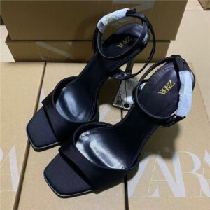 za spain fall 2025 new women's shoes versatile square toe stiletto heel open toe back hollow strap high heeled sandals