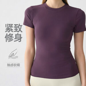 new yoga short sleeve women's slim sports t shirt running pilates training clothes fitness clothes slimming yoga clothes tops