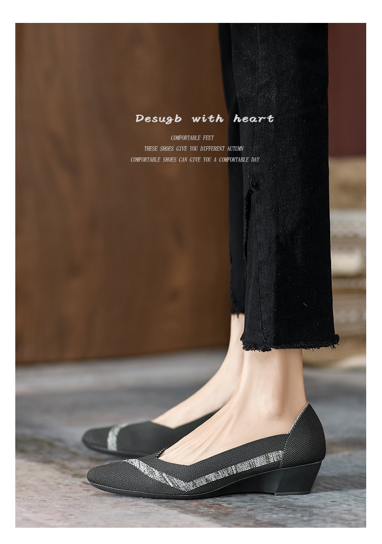 2023 foreign trade increase princess shoes knitted knitted wedge single shoes women's pointed toe shallow mouth breathable flying knitted women's shoes color matching O1CN01LSiHYn1JrbNC08eu1 2208618081082 0 Cib