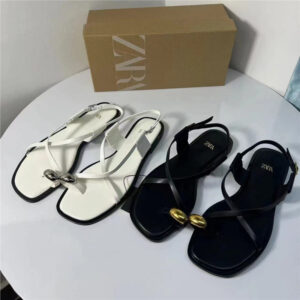 flat sandals women's za2025 fall new resort fashion casual beach shoes versatile soft sole clip toe roman shoes