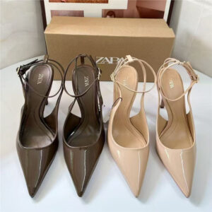 za2025 autumn new women's shoes khaki green royal sister sexy high heels pointed toe back hollow stiletto sandals single shoes