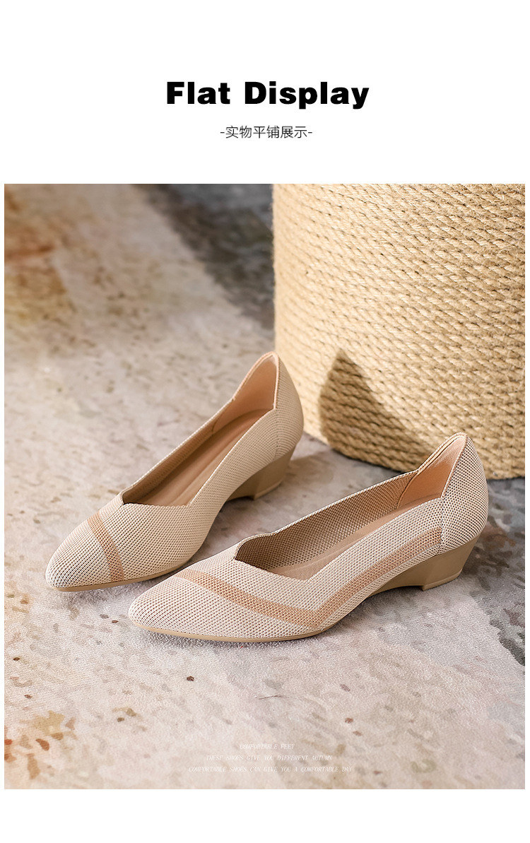 2023 foreign trade increase princess shoes knitted knitted wedge single shoes women's pointed toe shallow mouth breathable flying knitted women's shoes color matching O1CN01MuUE5i1JrbN7saSji 2208618081082 0 Cib