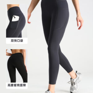 high waisted matching lulu yoga pants, sports outdoor fitness yoga trousers, women's side pockets, hip lifting leggings, yoga pants