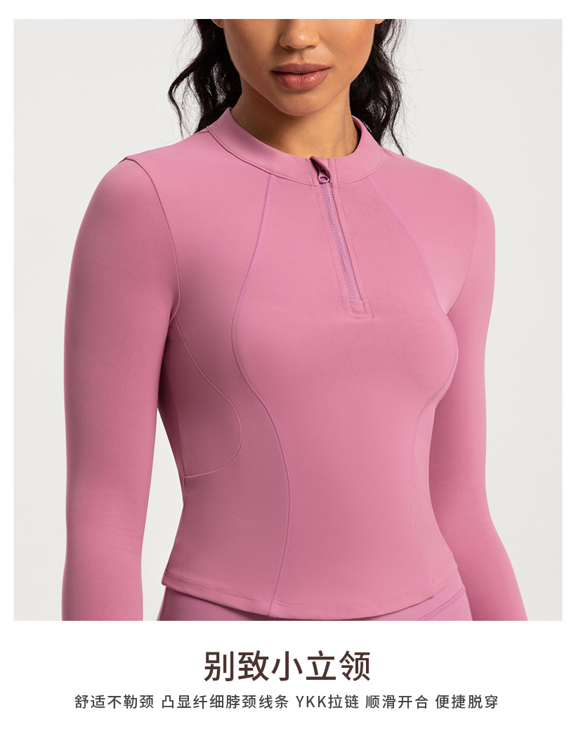 Cross-border new yoga wear women's stand collar half zipper slim slim sports long sleeve t-shirt running gym wear top O1CN01Ntgqno26MNhJ7gUC0 2201111757647 0 Cib