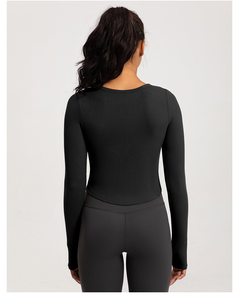 European and American yoga clothes women's new sports running square neck fitness clothes nude tight long sleeves with chest pads T-shirt top O1CN01OiDlWN26MNhnuow8w 2201111757647 0 Cib
