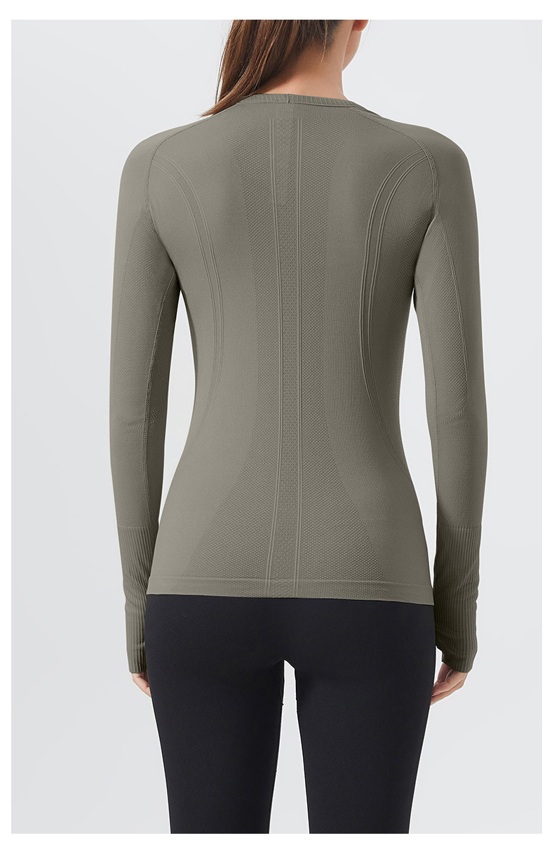 Waist cinch, quick-drying long sleeve women's top, breathable, crew neck, running sports fitness clothes, breathable and seamless slimming yoga clothes O1CN01OzisT024PvY9Iv9fN 3324387384 0 Cib