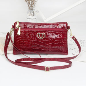 women's new bags fashion glossy patent leather women's bag messenger bag casual crocodile pattern clutch female small bag