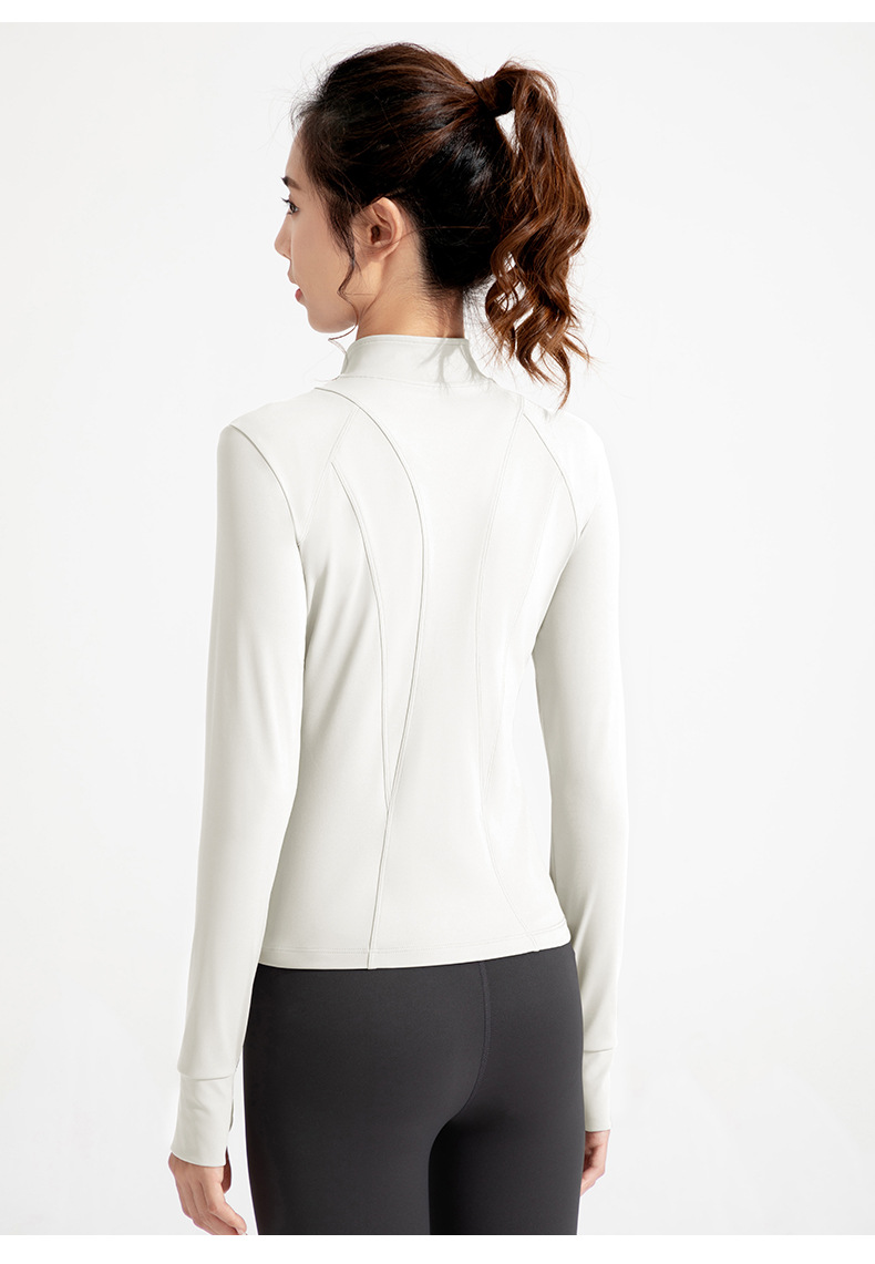Cross-border new European and American yoga wear jackets, women's nude, slim high neck, zipper tops, sports running fitness clothes O1CN01R4PUSZ26MNa63pLCT 2201111757647 0 Cib