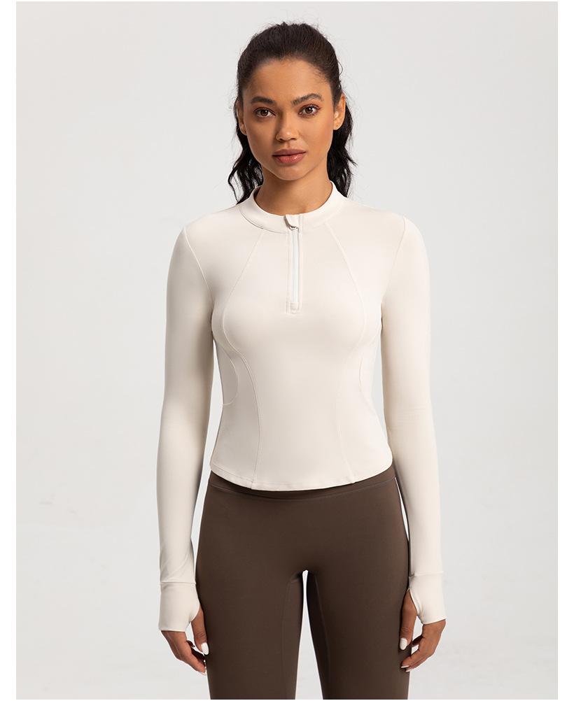 Cross-border new yoga wear women's stand collar half zipper slim slim sports long sleeve t-shirt running gym wear top O1CN01S17ysx26MNhJflruZ 2201111757647 0 Cib