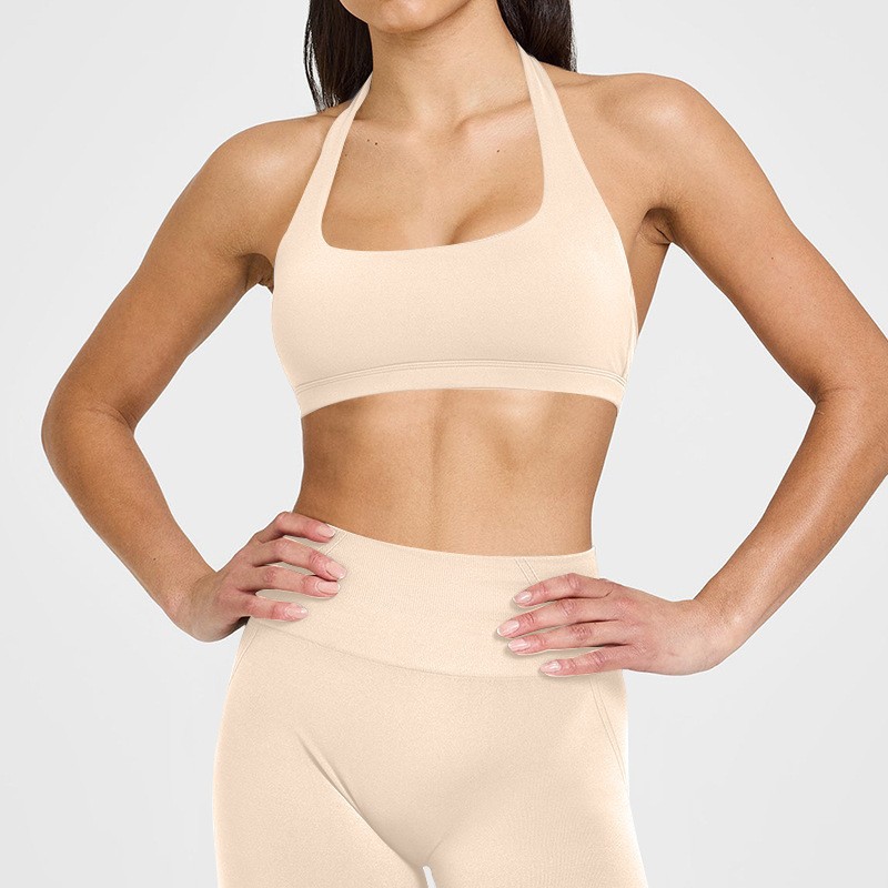 European and American halterneck suspender sports bras, women's summer nude with chest pads, tight tops, fitness training, yoga clothes O1CN01S2hmwK24Pvbkvucy3 3324387384 0 Cib