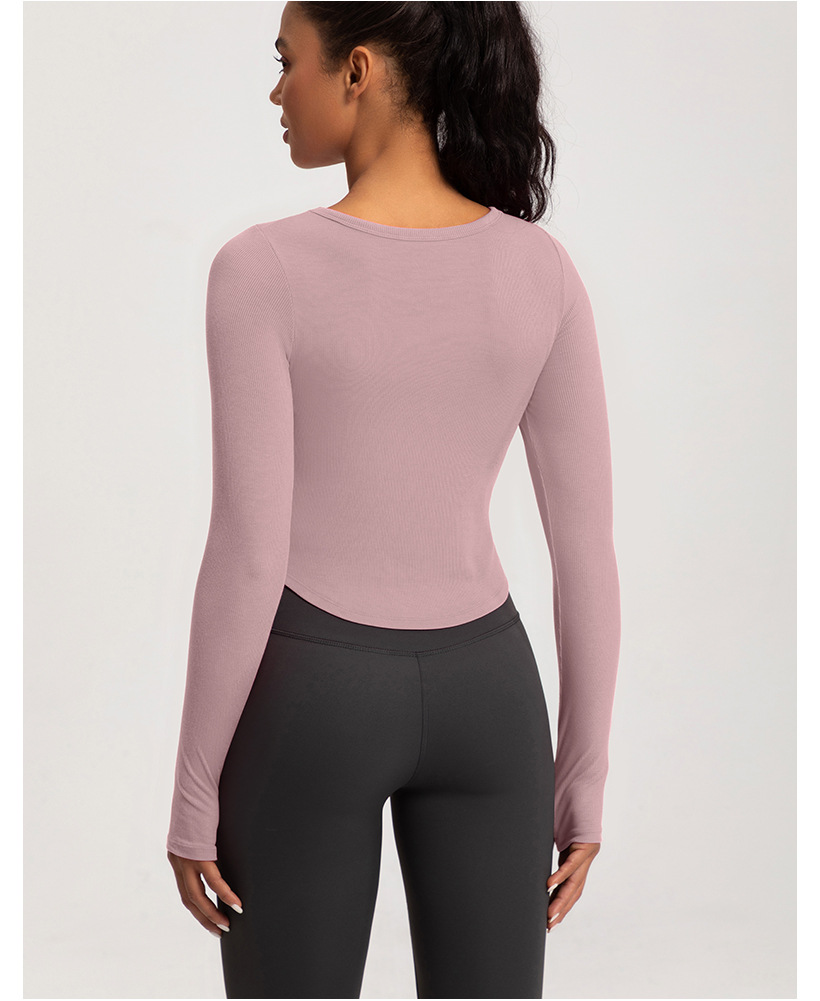 European and American yoga clothes women's new sports running square neck fitness clothes nude tight long sleeves with chest pads T-shirt top O1CN01SVWE8126MNhniMPjU 2201111757647 0 Cib