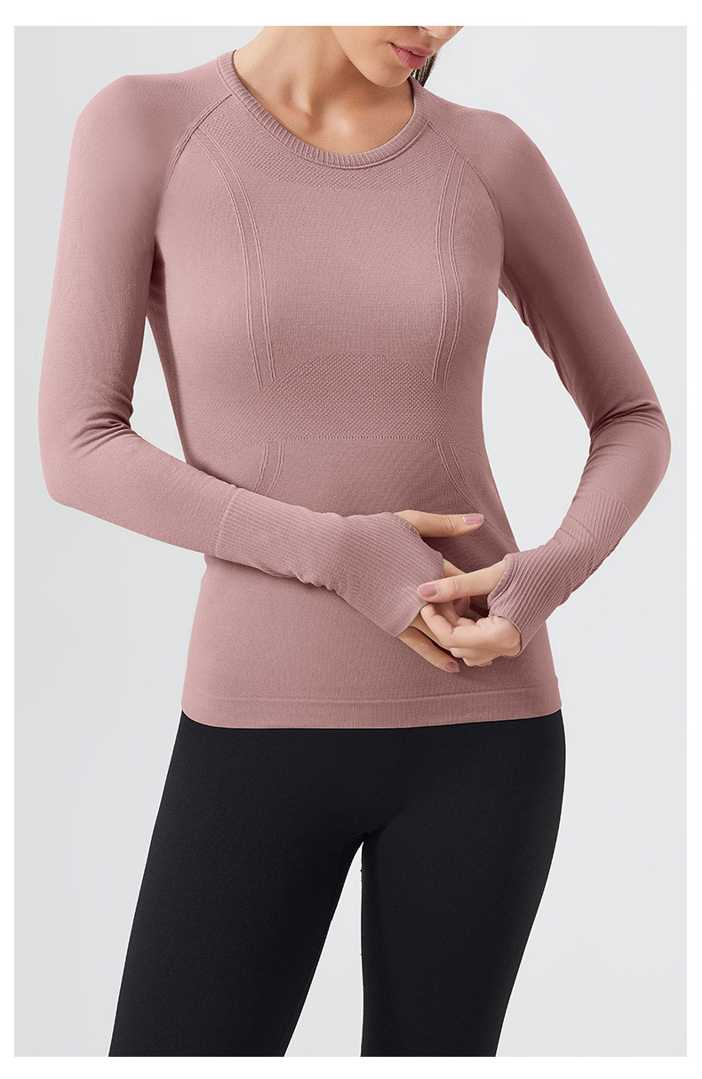 Waist cinch, quick-drying long sleeve women's top, breathable, crew neck, running sports fitness clothes, breathable and seamless slimming yoga clothes O1CN01TFgp4g24PvY2AQKKv 3324387384 0 Cib