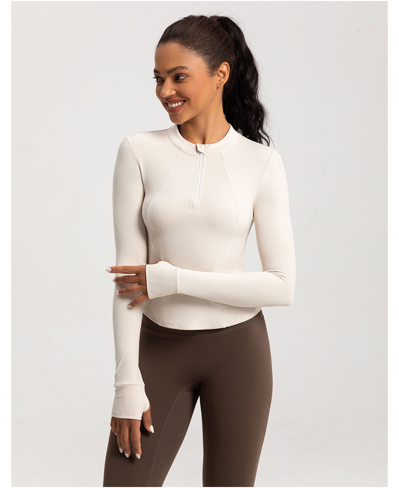 Cross-border new yoga wear women's stand collar half zipper slim slim sports long sleeve t-shirt running gym wear top O1CN01TVCIxI26MNhKwADaz 2201111757647 0 Cib