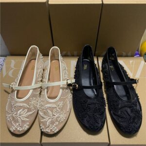 za home 2025 autumn new women's shoes, spanish embroidery low top embroidered mesh flat sole shoes, women's wedding shoes low heels
