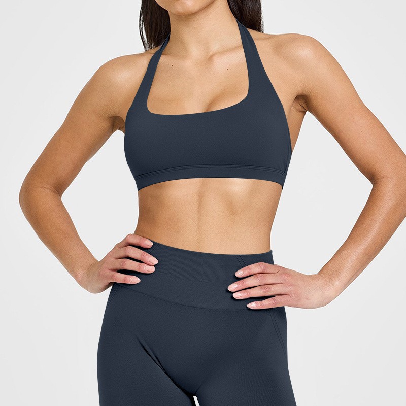 European and American halterneck suspender sports bras, women's summer nude with chest pads, tight tops, fitness training, yoga clothes O1CN01VhztoE24PvberT0ek 3324387384 0 Cib