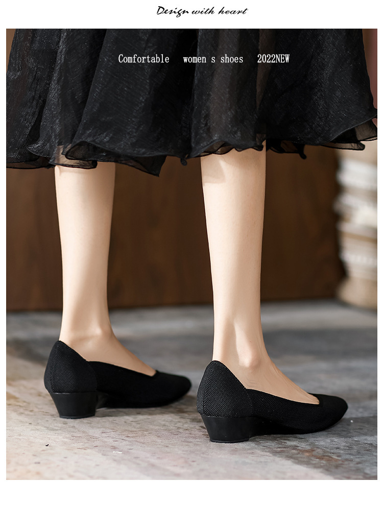 2023 foreign trade increase princess shoes knitted knitted wedge single shoes women's pointed toe shallow mouth breathable flying knitted women's shoes color matching O1CN01Vl9xPD1JrbNEvxTla 2208618081082 0 Cib