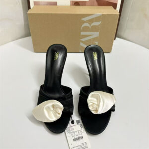 za2025 autumn new rose sweet fairy slippers female celebrity open toe stiletto heel slippers temperament sandals