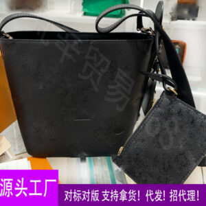 2025 new bucket autumn and winter explosive high end bow black leather bucket one shoulder bag factory